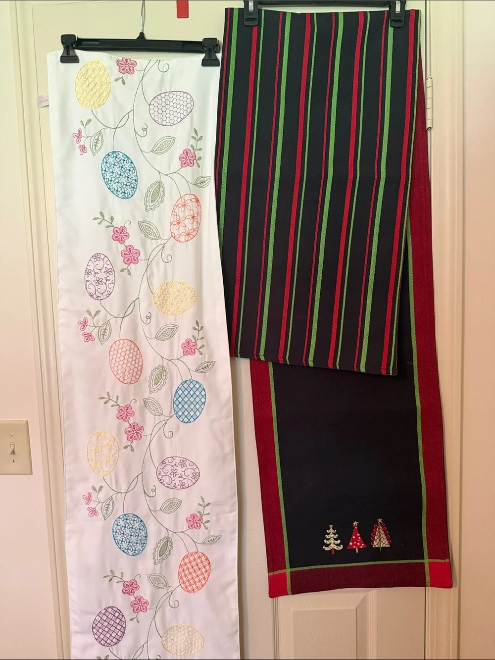 Embroidered Easter Egg Table Runner & reversible Christmas Runner